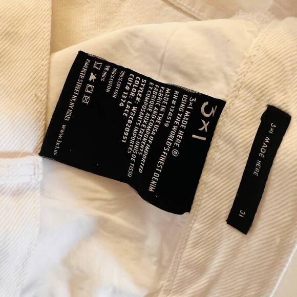 3X1 Higher Ground Distressed Button Fly High Rise Jeans Size 31 White - Picture 5 of 11